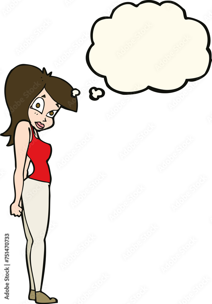 cartoon pretty woman with thought bubble cartoon pretty woman with thought bubble