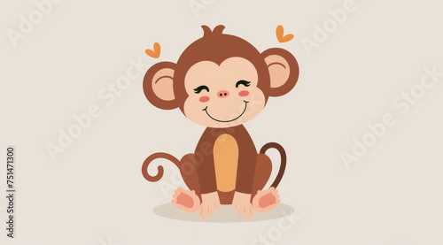 Wallpaper Mural Monkey, illustration and digital art of an animal isolated on a background for poster, post card or printing. Cute, creative and drawing of a cartoon character for wallpaper, canvas and decoration Torontodigital.ca