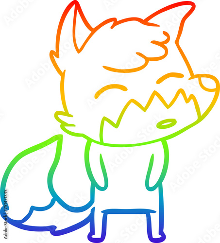 rainbow gradient line drawing cartoon fox