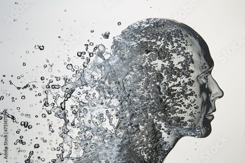 a water splashing out of a human head © White