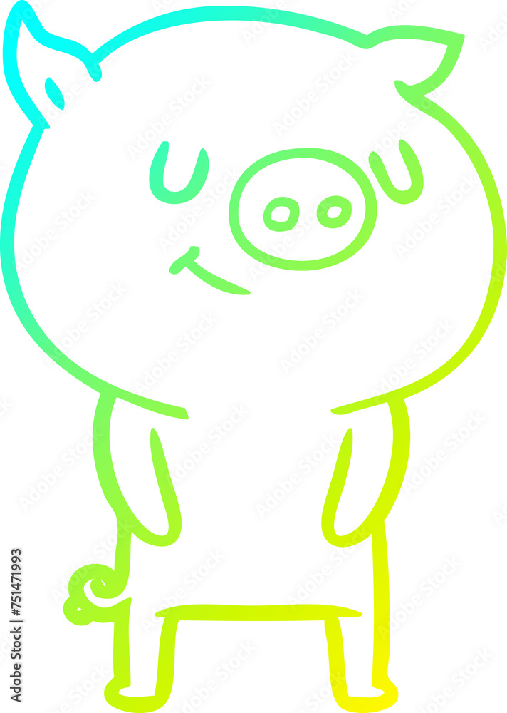 cold gradient line drawing happy cartoon pig cold gradient line drawing happy cartoon pig