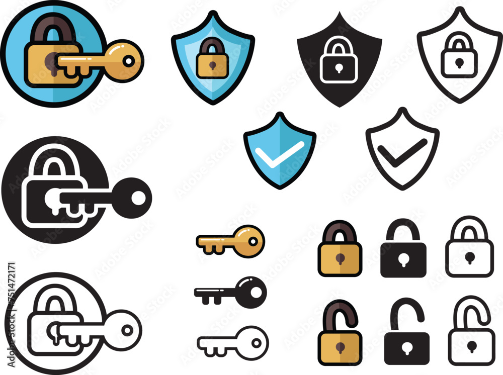 열쇠 보안 잠금 일러스트 Stock Vector | Adobe Stock
