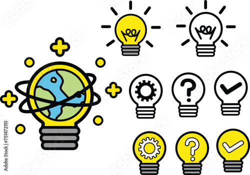 지구와 전구 일러스트
