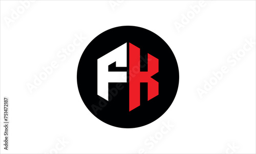 FK initial letter polygon icon gaming logo design vector template. batman logo, sports logo, monogram, falcon, war game, symbol, playing logo, abstract, fighting, typography, icon, minimal, premier 