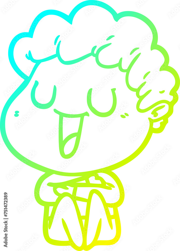 cold gradient line drawing laughing cartoon man cold gradient line drawing laughing cartoon man