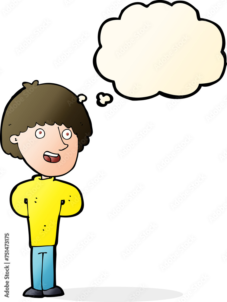 cartoon happy man with thought bubble cartoon happy man with thought bubble