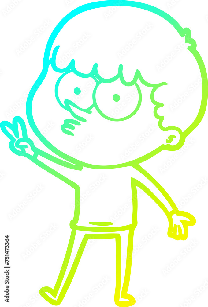 cold gradient line drawing cartoon curious boy dancing