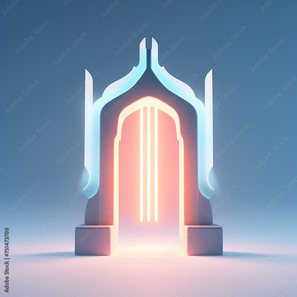 An icy gate with torches mounted on its pillars casting a warm light on the surrounding snow quirky character vivid mascot 3d rendercute An icy gate with torches mounted on its pillars casting a warm light on the surrounding snow quirky character vivid mascot 3d rendercute