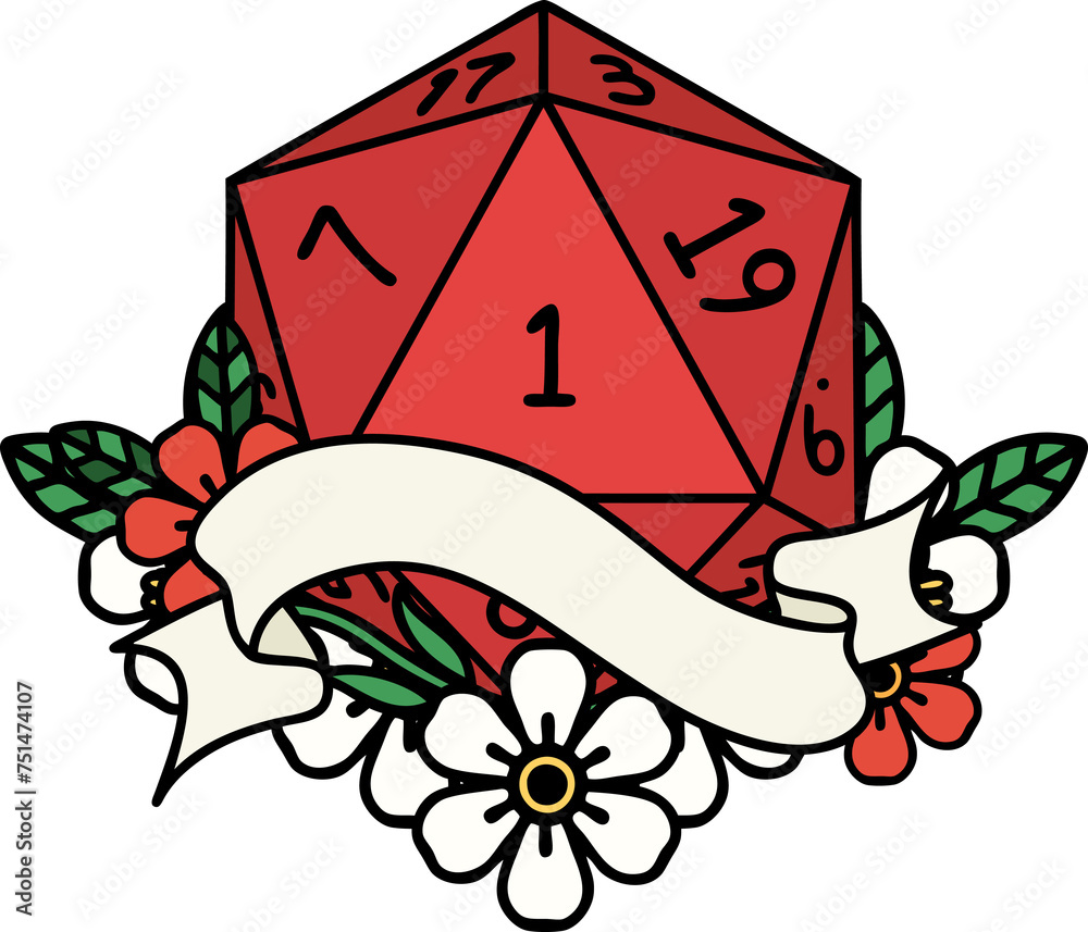 natural one d20 dice roll illustration