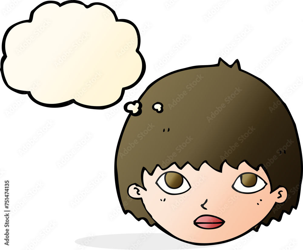 cartoon girl staring with thought bubble cartoon girl staring with thought bubble