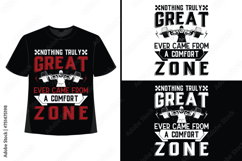 Gym motivational quote with grunge effect and barbell t-shirt design. Workout, inspirational, Poster, Vector design for gym textile,  tshirt, cover, banner, cards cases