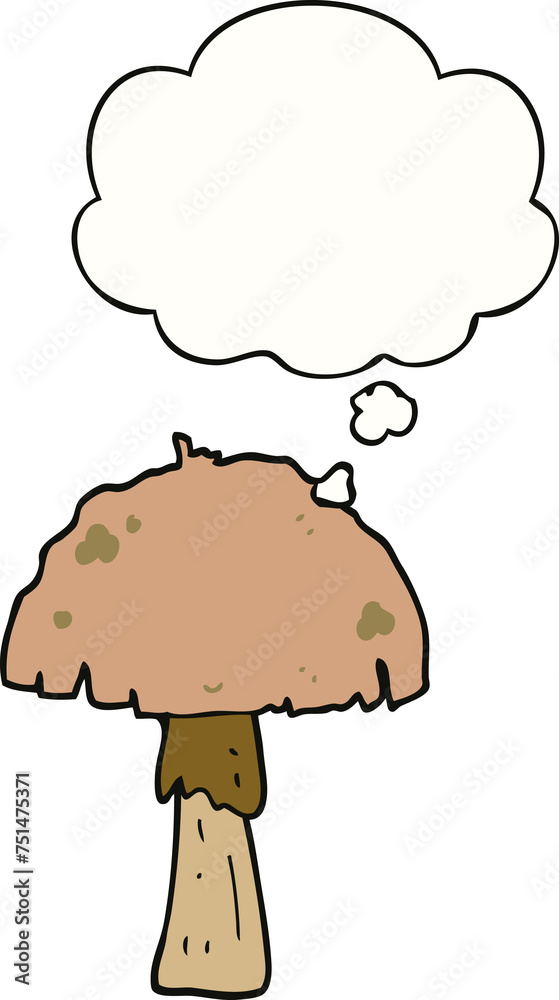 cartoon mushroom and thought bubble