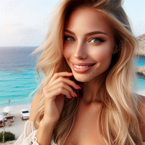 Beautiful blonde woman on a beach