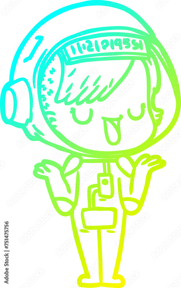 cold gradient line drawing cartoon astronaut woman cold gradient line drawing cartoon astronaut woman
