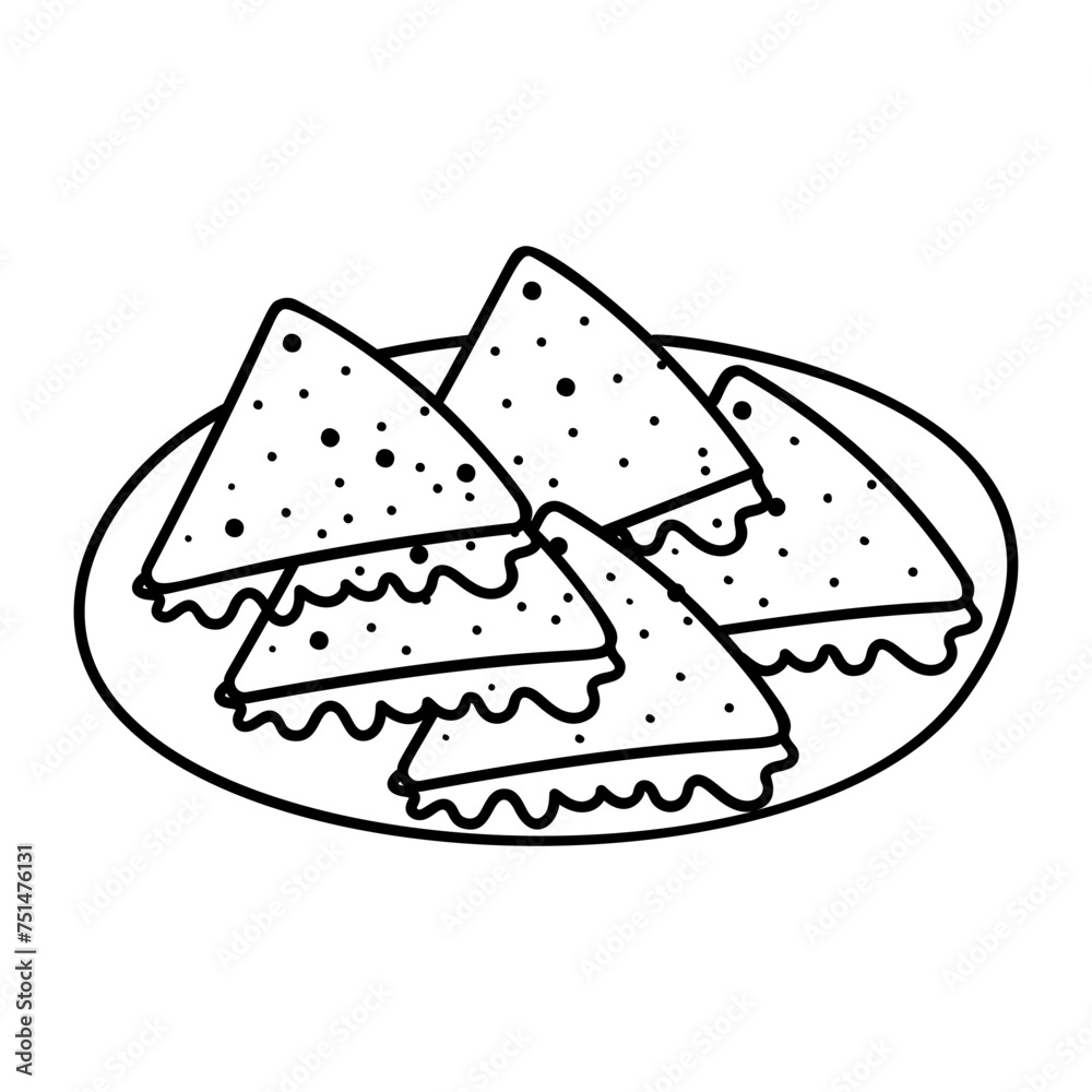 Butter Tortilla concept crispy Quesadilla loaded with melted cheese and flavorful filling vector design, Fast Food hand draw symbol, Junk food sign, popular inexpensive good taste snack illustr Butter Tortilla concept crispy Quesadilla loaded with melted cheese and flavorful filling vector design, Fast Food hand draw symbol, Junk food sign, popular inexpensive good taste snack illustr