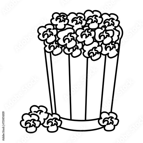 Bucket of Salted Popcorn concept Late or movie Night cravings snacks vector design, Fast Food hand draw symbol, Junk food sign, english american cuisine stock illustration 