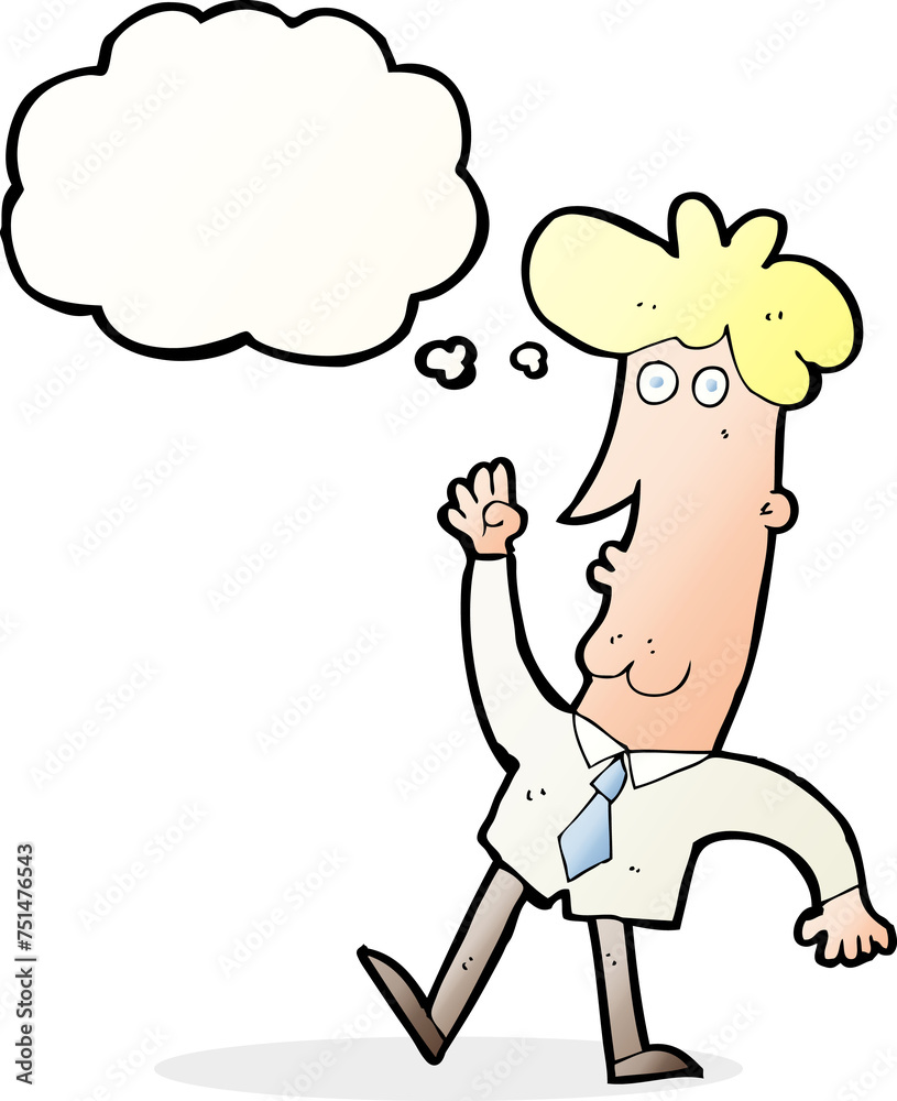 Obraz premium cartoon office man with thought bubble