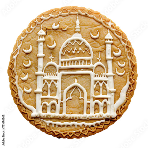 mosque is drawn on a cookie, PNG transparent object photo