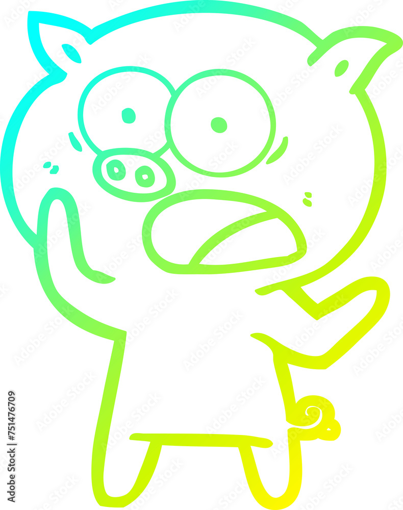 cold gradient line drawing cartoon pig shouting cold gradient line drawing cartoon pig shouting