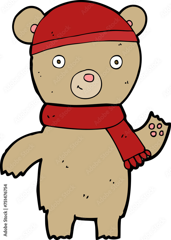 Fototapeta premium cartoon waving teddy bear