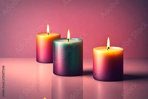 A vibrant candle mockup with a gradient background and a soft  diffused light casting beautiful reflections.