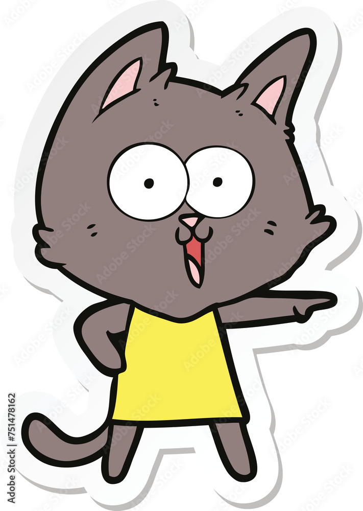 sticker of a funny cartoon cat sticker of a funny cartoon cat