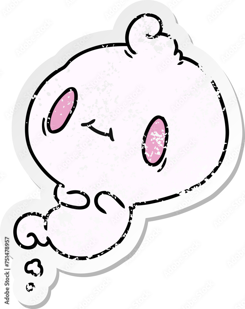 distressed sticker cartoon of a kawaii cute ghost distressed sticker cartoon of a kawaii cute ghost