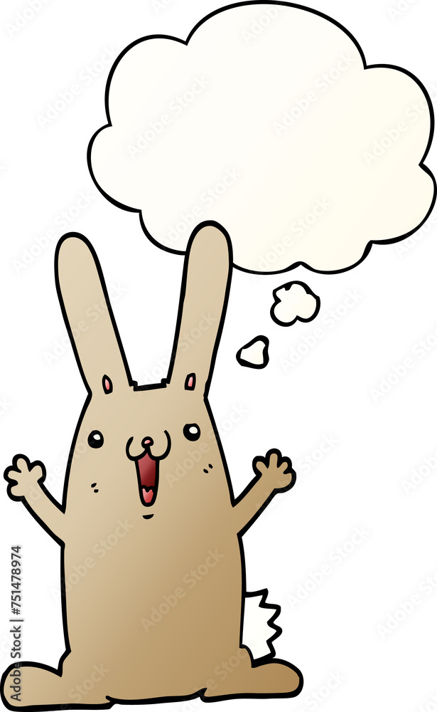 cartoon rabbit and thought bubble in smooth gradient style