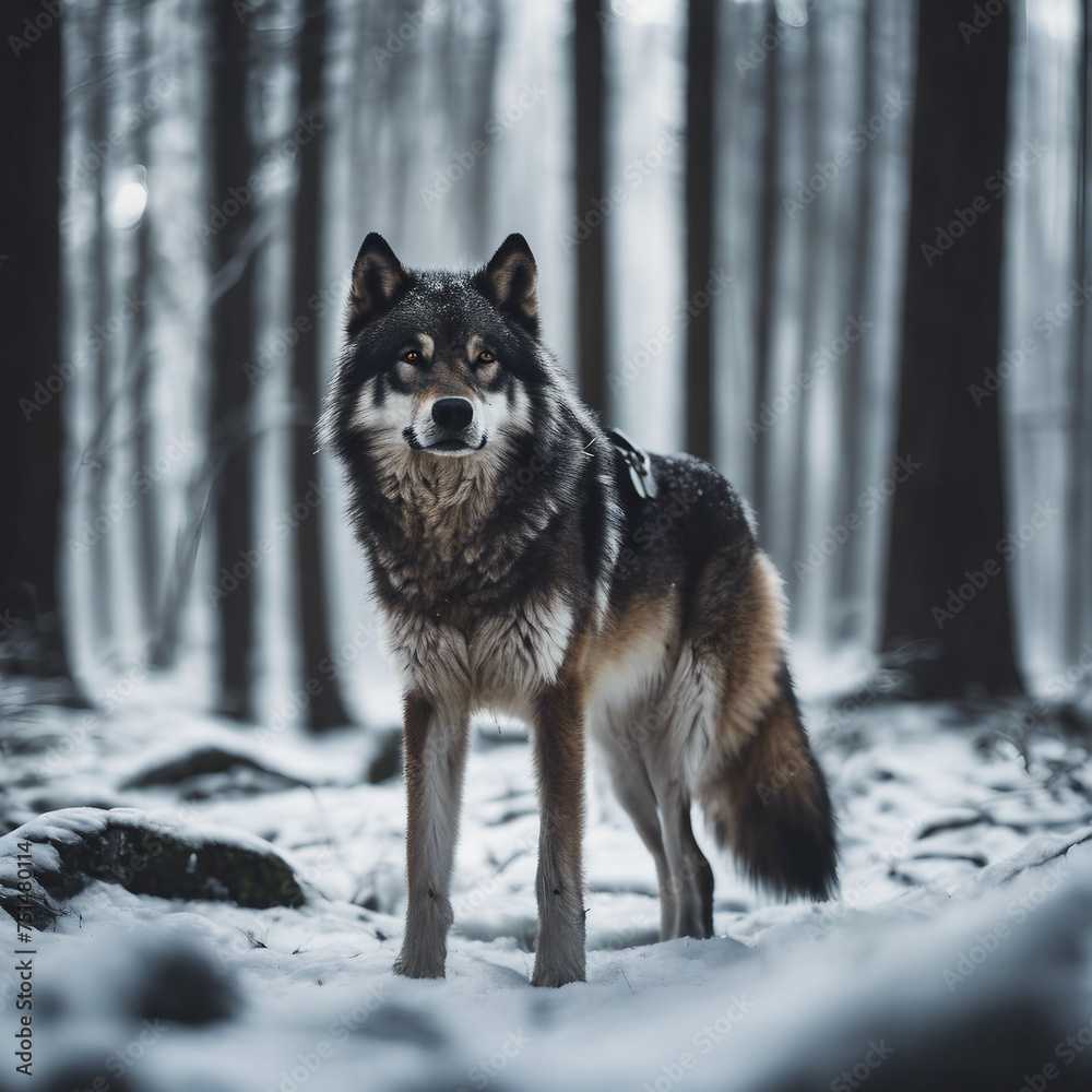 Wolf im Winter im Wald