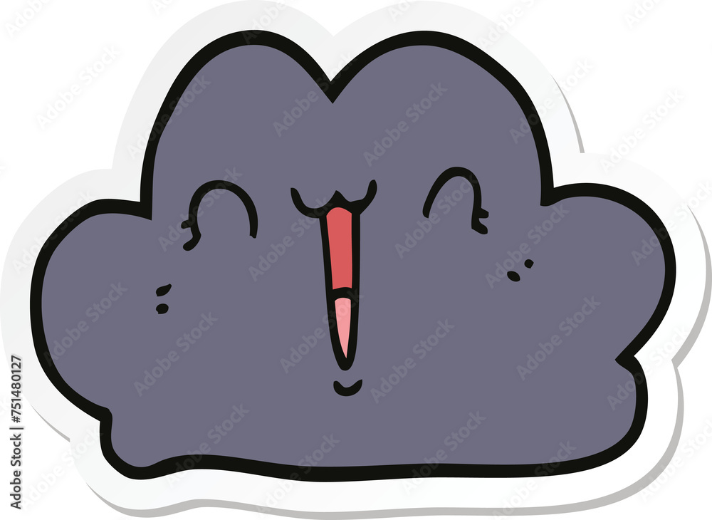 sticker of a cute cartoon cloud