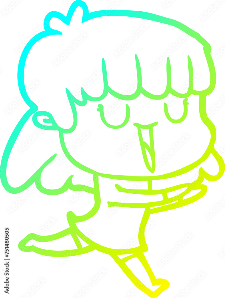 Obraz premium cold gradient line drawing cartoon woman