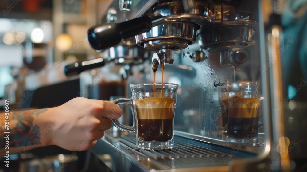 Barista making coffee