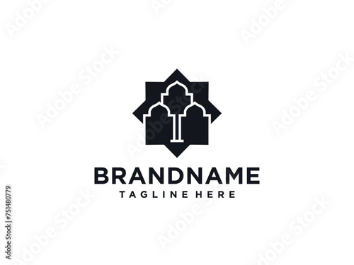 Mosque vector icon illustration design template. Mosque logo design
