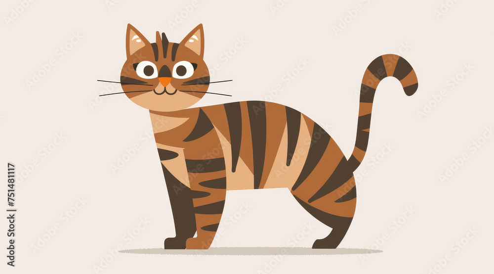 Cat, illustration and digital art of an animal isolated on a background for poster, post card or printing. Cute, creative and drawing of a cartoon character for wallpaper, canvas and decoration