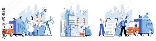 Waste disposal. Vector illustration. The metaphorical rubbish we produce has direct impact on environment Pollution and ecological concerns are closely intertwined with waste disposal practices