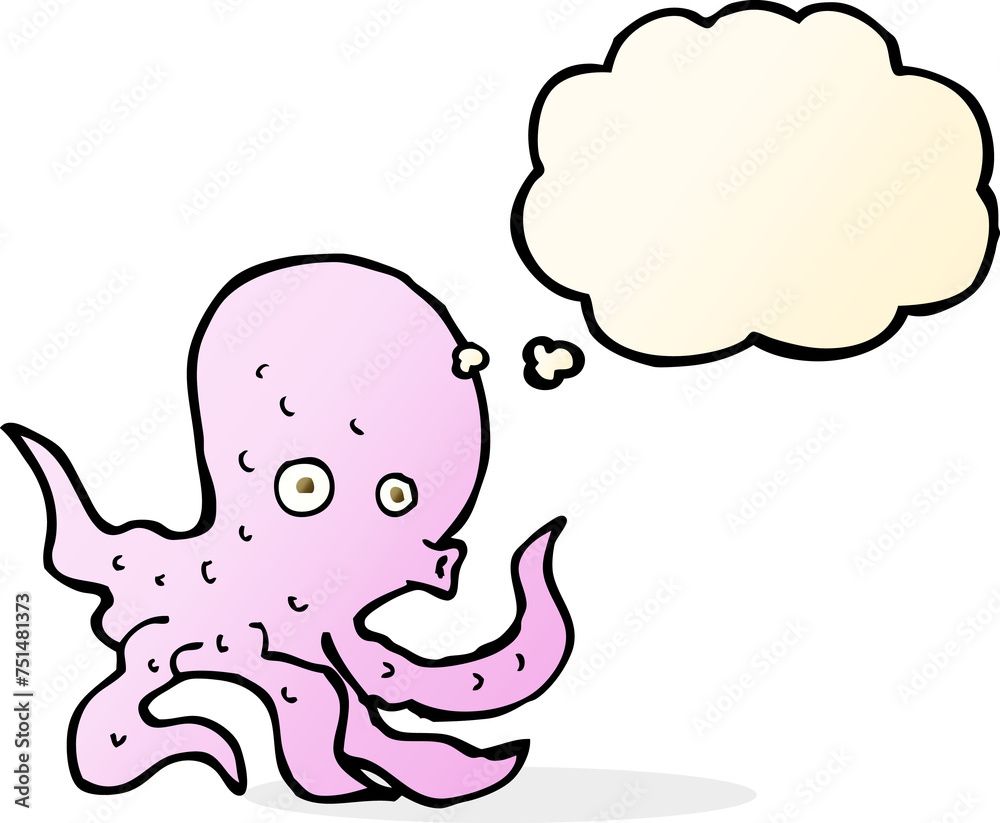 cartoon octopus with thought bubble cartoon octopus with thought bubble