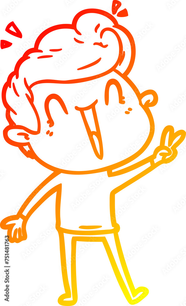 warm gradient line drawing cartoon excited man warm gradient line drawing cartoon excited man