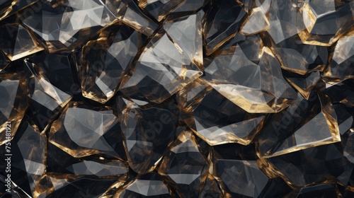 Silver and gold crystal abstract pattern © GechAI