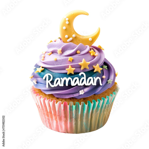 ramadan kareem written on a cupcake, PNG transparent object