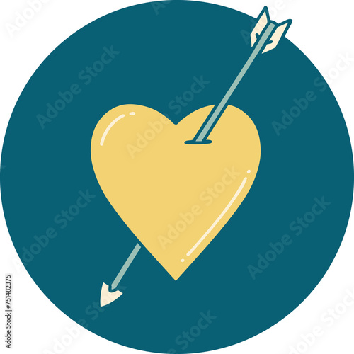 tattoo style icon of an arrow and heart