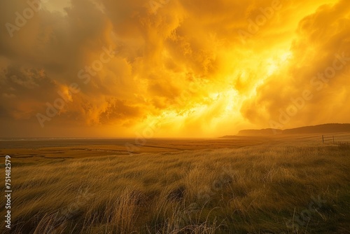 After the violent storm, the sky transformed into a breathtaking canvas of yellow, with shades ranging from rich mustard to soft pastels, marking a rare and stunning atmospheric spectacle.