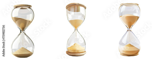 Time management concept. urgent work. fast service. An hourglass on transparent or white background