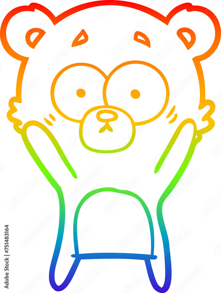 rainbow gradient line drawing worried bear cartoon rainbow gradient line drawing worried bear cartoon
