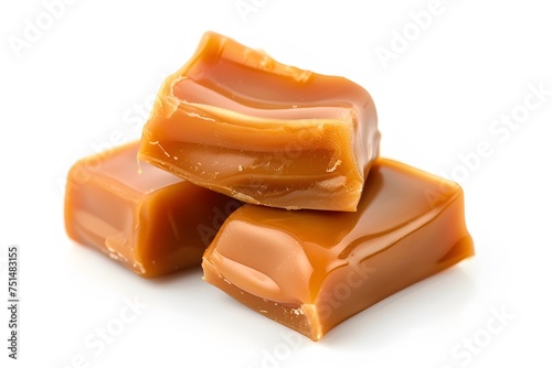 solid caramel candies isolated on a white background