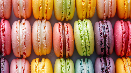 Colorful array of macarons