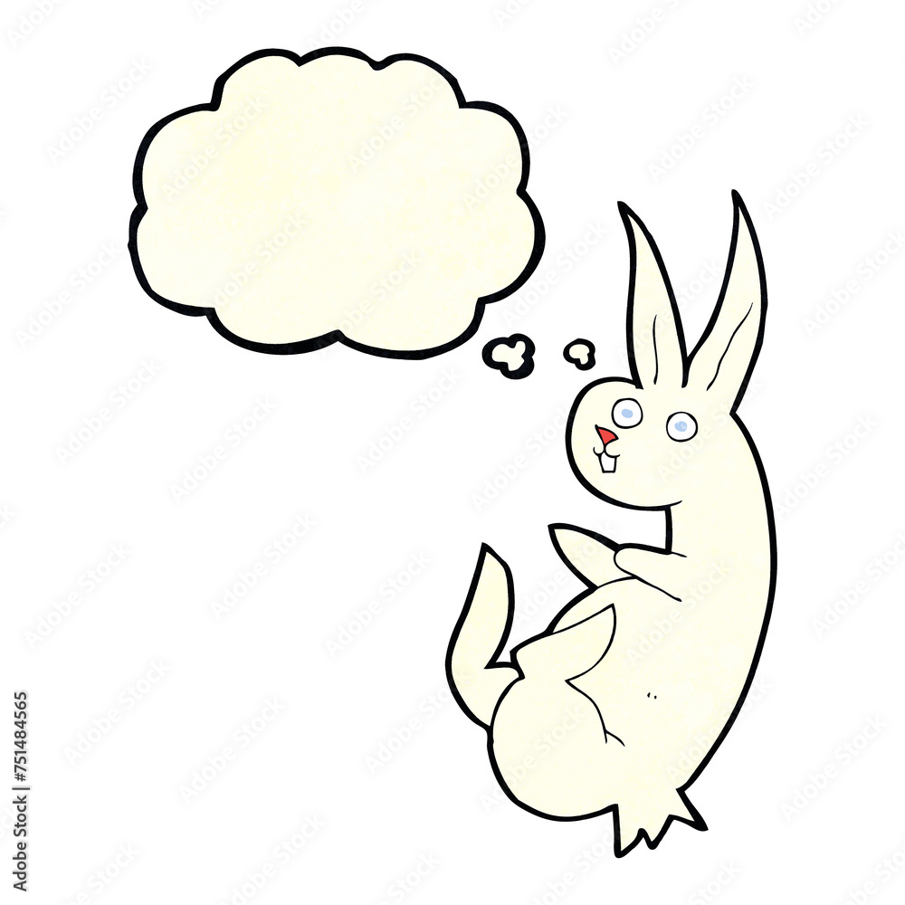 cue cartoon rabbit with thought bubble cue cartoon rabbit with thought bubble