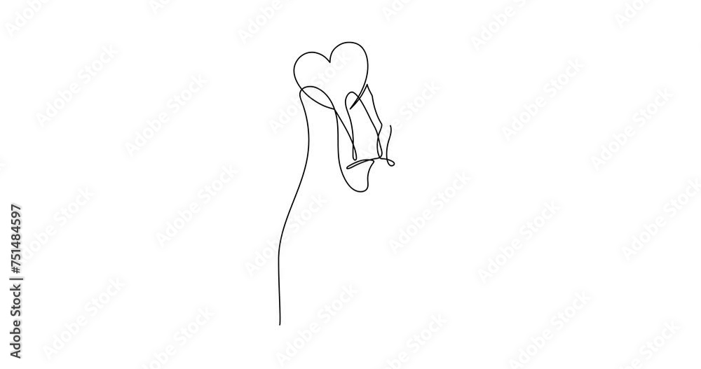 Hand with heart one line art animation,love concept continuous contour motion,hand-drawn Valentine's day video.Romance,engagement and marriage drawing outline contour.4k self-drawing movie Hand with heart one line art animation,love concept continuous contour motion,hand-drawn Valentine's day video.Romance,engagement and marriage drawing outline contour.4k self-drawing movie