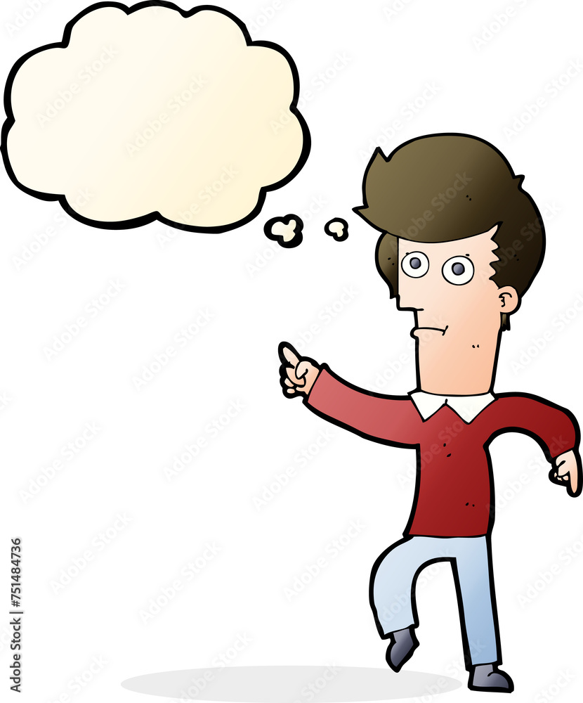 cartoon man pointing with thought bubble cartoon man pointing with thought bubble