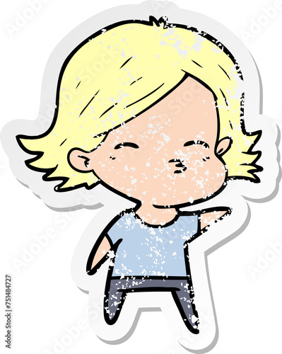 distressed sticker of a cartoon woman