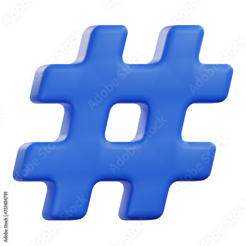 hashtag symbol 3d illustration